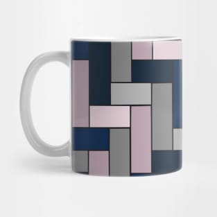 Geometric Tiles in Navy, Grey and Pink Mug